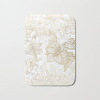 Elegant modern white faux gold marble floral Bath Mat Gallery Image 1
