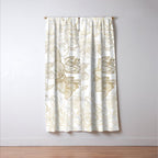 Elegant modern white faux gold marble floral Window Curtain Gallery Image 3