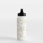 Elegant modern white faux gold marble floral Water Bottle Gallery Image 3