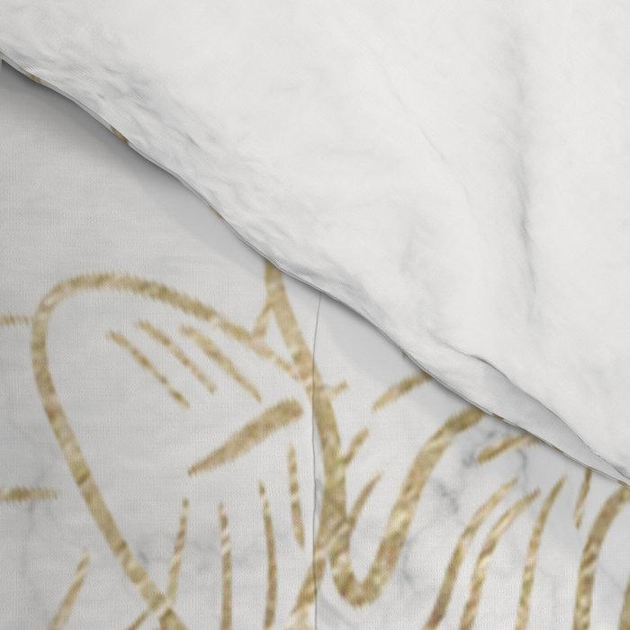 Elegant modern white faux gold marble floral Comforter Gallery Image 4