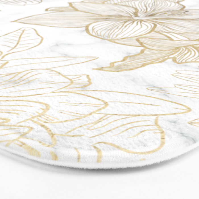 Elegant modern white faux gold marble floral Bath Mat Gallery Image 3