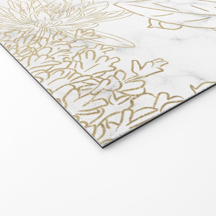 Elegant modern white faux gold marble floral Welcome Mat Gallery Image 2