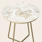 Elegant modern white faux gold marble floral Side Table Gallery Image 2