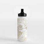 Elegant modern white faux gold marble floral Water Bottle Gallery Image 2