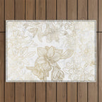 Elegant modern white faux gold marble floral Outdoor Rug Gallery Image 1