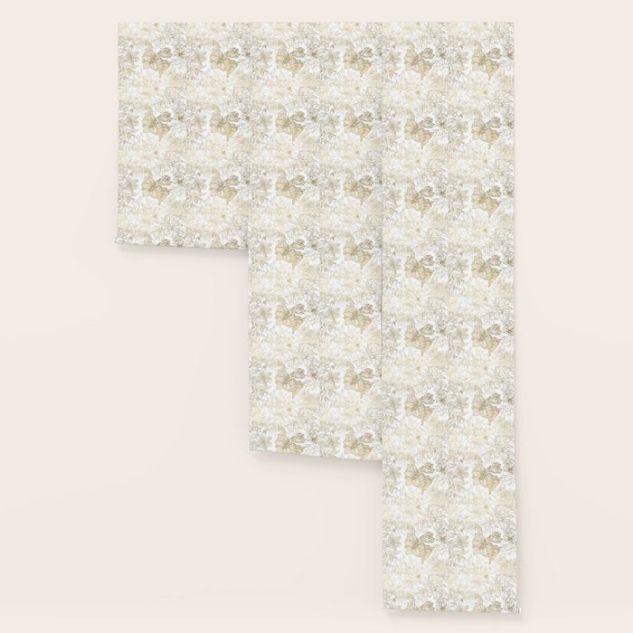 Elegant modern white faux gold marble floral Wallpaper Gallery Image 3