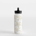 Elegant modern white faux gold marble floral Water Bottle Gallery Image 3