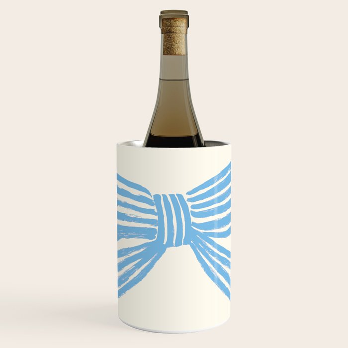 Blue Stripe Bow Ribbon  Wine Chiller Gallery Image 1