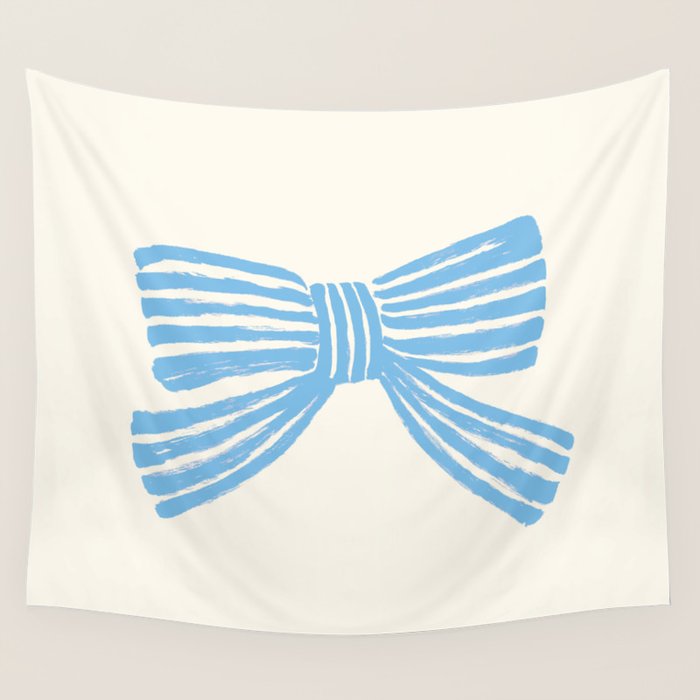 Blue Stripe Bow Ribbon  Wall Tapestry Gallery Image 1