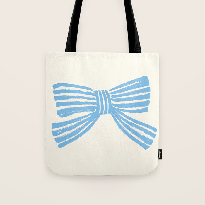 Blue Stripe Bow Ribbon  Tote Bag Gallery Image 1