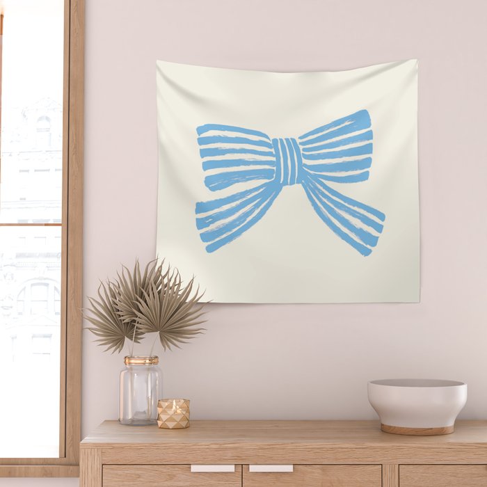 Blue Stripe Bow Ribbon  Wall Tapestry Gallery Image 2