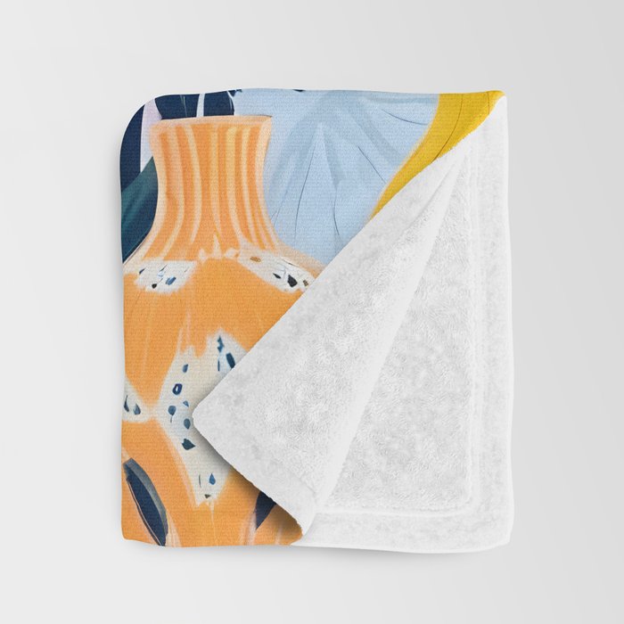 Let There Be Lamps, Lights Illustration Pattern Painting, Pastel Colorful Whimsical Eclectic, Tropical Palm Blush Celebration Festival Party Throw Blanket Gallery Image 3