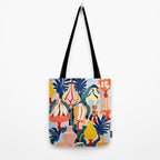 Let There Be Lamps, Lights Illustration Pattern Painting, Pastel Colorful Whimsical Eclectic, Tropical Palm Blush Celebration Festival Party Tote Bag Gallery Image 2
