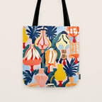 Let There Be Lamps, Lights Illustration Pattern Painting, Pastel Colorful Whimsical Eclectic, Tropical Palm Blush Celebration Festival Party Tote Bag Gallery Image 1