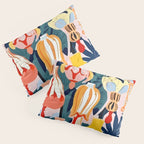 Let There Be Lamps, Lights Illustration Pattern Painting, Pastel Colorful Whimsical Eclectic, Tropical Palm Blush Celebration Festival Party Pillow Sham Gallery Image 3