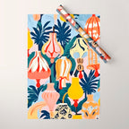 Let There Be Lamps, Lights Illustration Pattern Painting, Pastel Colorful Whimsical Eclectic, Tropical Palm Blush Celebration Festival Party Wrapping Paper Gallery Image 1
