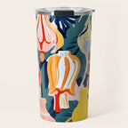 Let There Be Lamps, Lights Illustration Pattern Painting, Pastel Colorful Whimsical Eclectic, Tropical Palm Blush Celebration Festival Party Travel Mug Gallery Image 1
