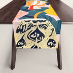 Let There Be Lamps, Lights Illustration Pattern Painting, Pastel Colorful Whimsical Eclectic, Tropical Palm Blush Celebration Festival Party Table Runner Gallery Image 1