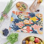 Let There Be Lamps, Lights Illustration Pattern Painting, Pastel Colorful Whimsical Eclectic, Tropical Palm Blush Celebration Festival Party Cutting Board Gallery Image 2