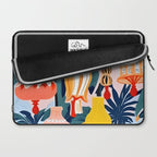Let There Be Lamps, Lights Illustration Pattern Painting, Pastel Colorful Whimsical Eclectic, Tropical Palm Blush Celebration Festival Party Laptop Sleeve Gallery Image 2