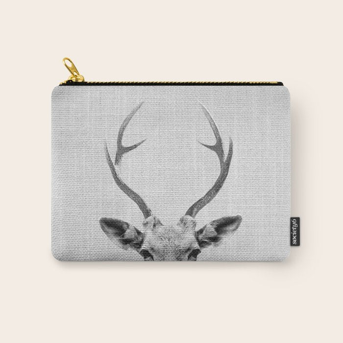 Deer - Black & White Carry All Pouch Gallery Image 1