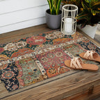 Persian Medallion Rug V // 16th Century Distressed Red Green Blue Flowery Colorful Ornate Pattern Outdoor Rug Gallery Image 2
