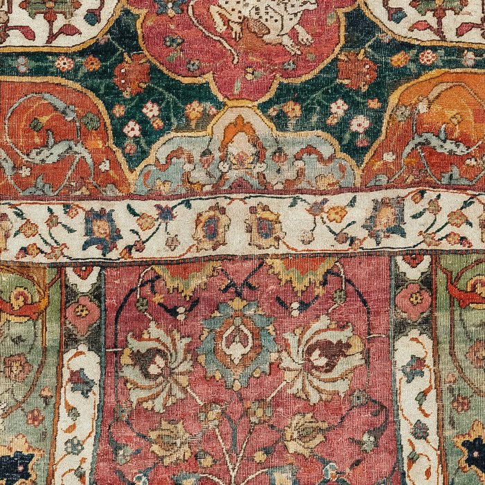 Persian Medallion Rug V // 16th Century Distressed Red Green Blue Flowery Colorful Ornate Pattern Coffee Mug Gallery Image 2