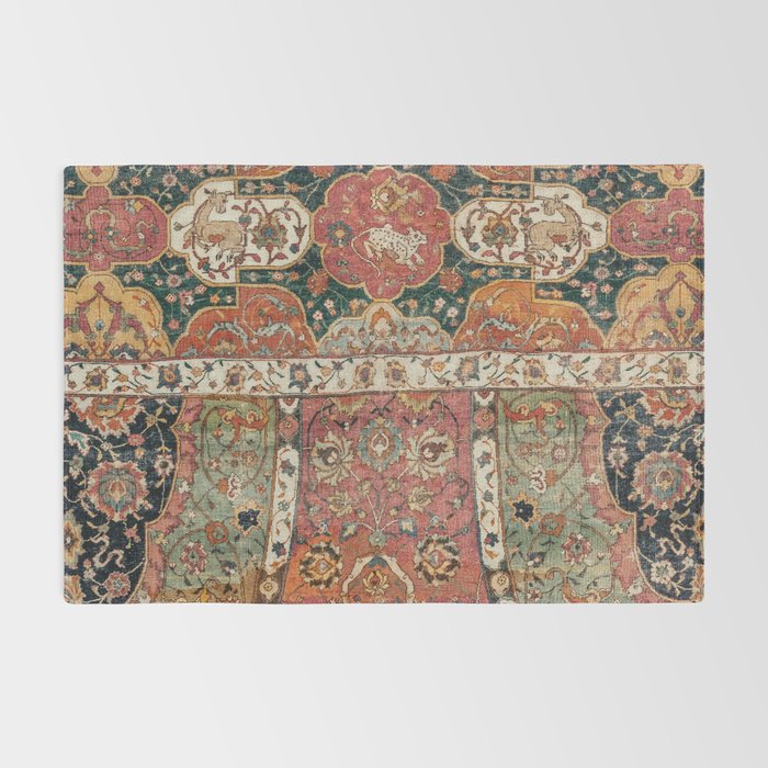 Persian Medallion Rug V // 16th Century Distressed Red Green Blue Flowery Colorful Ornate Pattern Rug Gallery Image 2