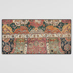 Persian Medallion Rug V // 16th Century Distressed Red Green Blue Flowery Colorful Ornate Pattern Desk Mat Gallery Image 3