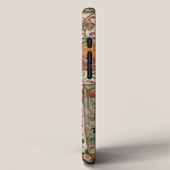 Persian Medallion Rug V // 16th Century Distressed Red Green Blue Flowery Colorful Ornate Pattern iPhone Case Gallery Image 2