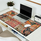Persian Medallion Rug V // 16th Century Distressed Red Green Blue Flowery Colorful Ornate Pattern Desk Mat Gallery Image 2