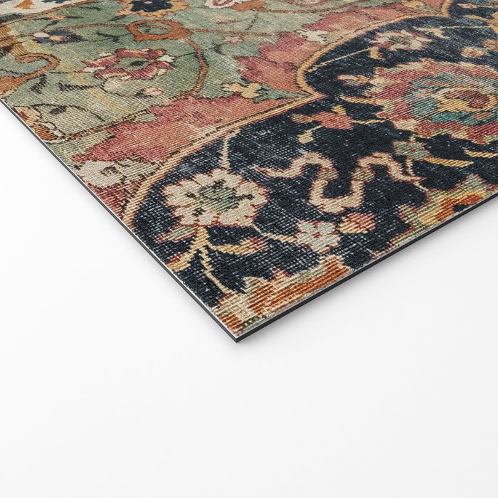 Persian Medallion Rug V // 16th Century Distressed Red Green Blue Flowery Colorful Ornate Pattern Welcome Mat Gallery Image 2