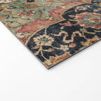 Persian Medallion Rug V // 16th Century Distressed Red Green Blue Flowery Colorful Ornate Pattern Welcome Mat Gallery Image 2
