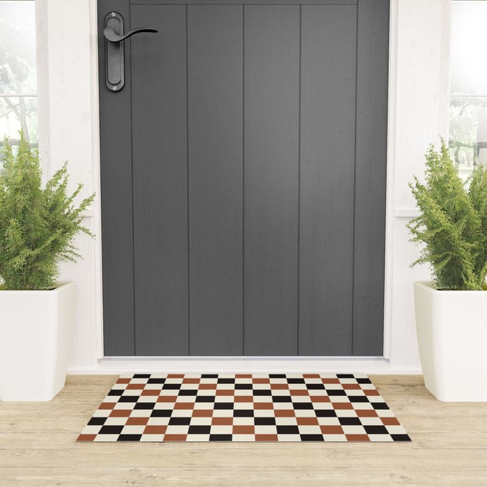 Black & Brown Check Welcome Mat Gallery Image 3