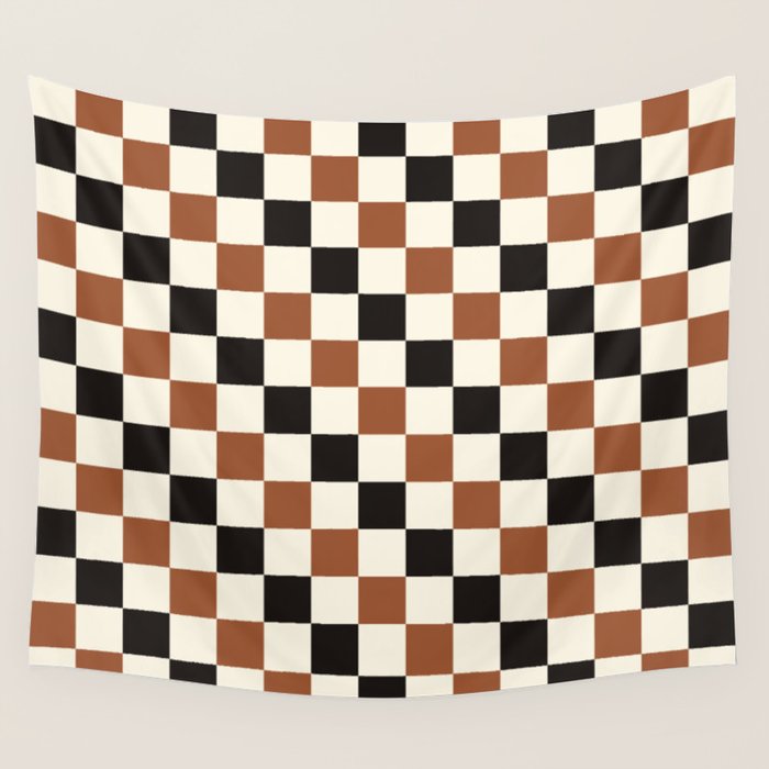 Black & Brown Check Wall Tapestry Gallery Image 4