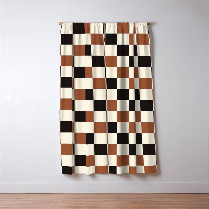 Black & Brown Check Window Curtain Gallery Image 3
