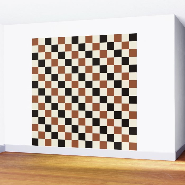 Black & Brown Check Wall Mural Gallery Image 2
