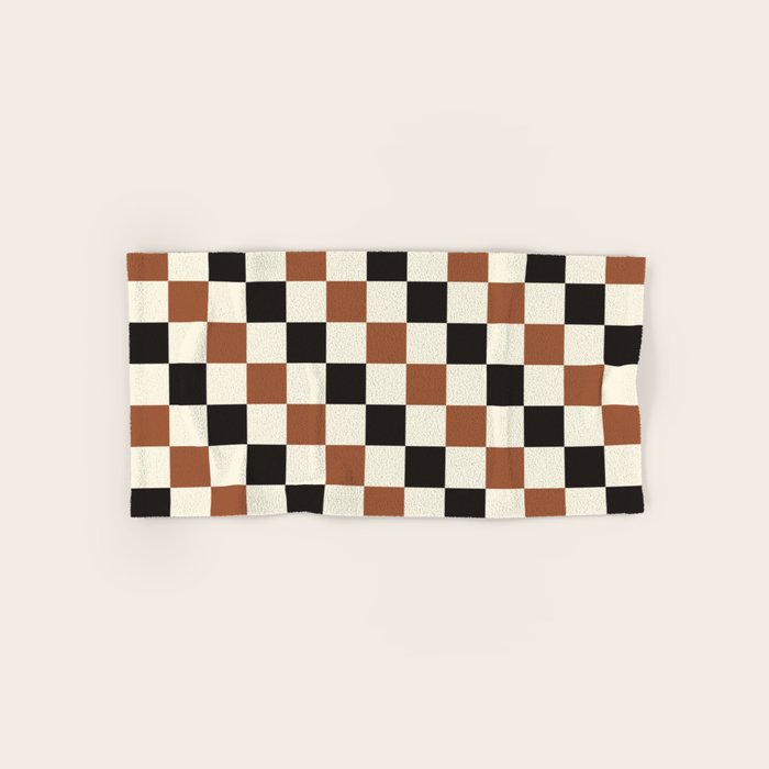 Black & Brown Check Bath Towel Gallery Image 1