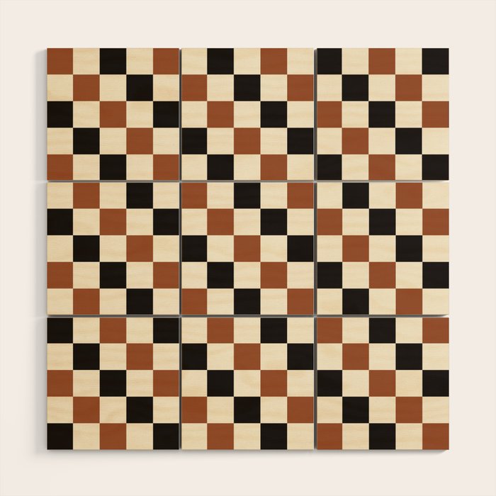 Black & Brown Check Wood Wall Art Gallery Image 1