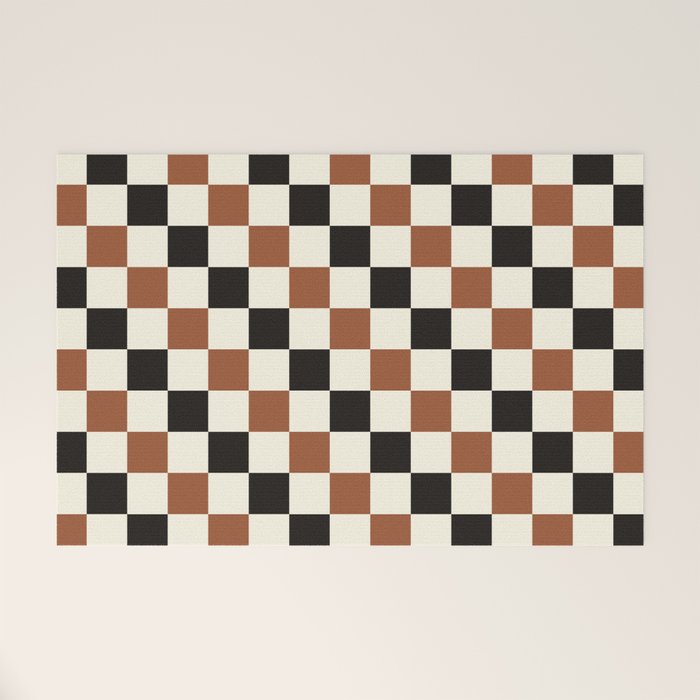 Black & Brown Check Welcome Mat Gallery Image 1