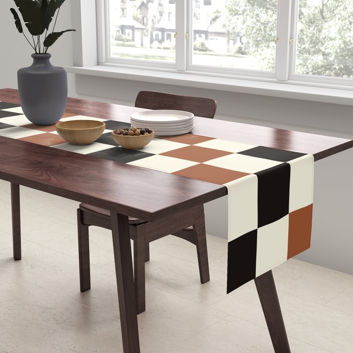 Black & Brown Check Table Runner Gallery Image 2