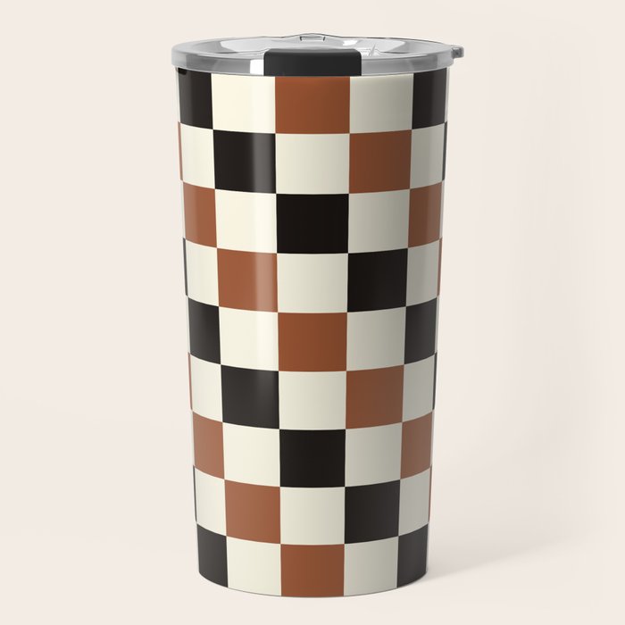 Black & Brown Check Travel Mug Gallery Image 1