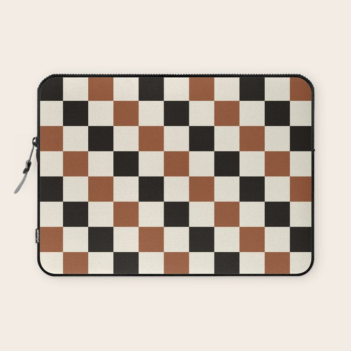 Black & Brown Check Laptop Sleeve Gallery Image 1