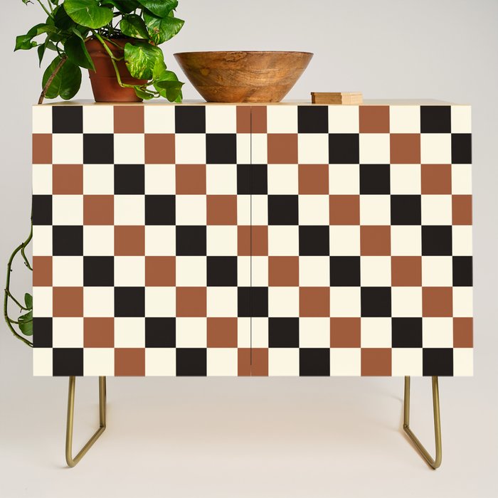 Black & Brown Check Credenza Gallery Image 1