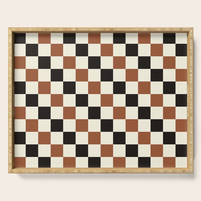 Black & Brown Check Serving Tray Gallery Image 1