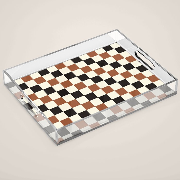 Black & Brown Check Acrylic Tray Gallery Image 1