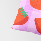 Les fraises - strawberry fruit market poster on pink stripes Pillow Sham Gallery Image 4