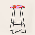 Les fraises - strawberry fruit market poster on pink stripes Stool Gallery Image 1