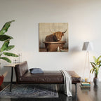 Highland Cow in the Tub Wood Wall Art Gallery Image 2