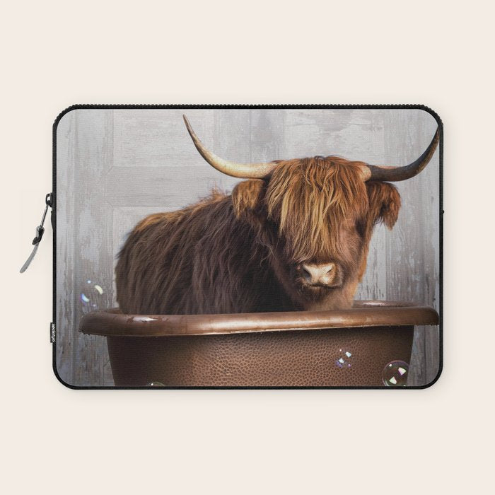 Highland Cow in the Tub Laptop Sleeve Gallery Image 1